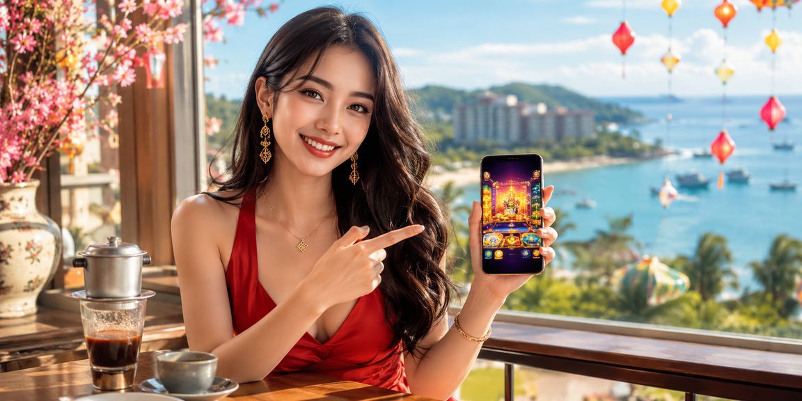 Người dùng Phú Quốc đọc đánh giá casino mobile trong không gian quán cà phê